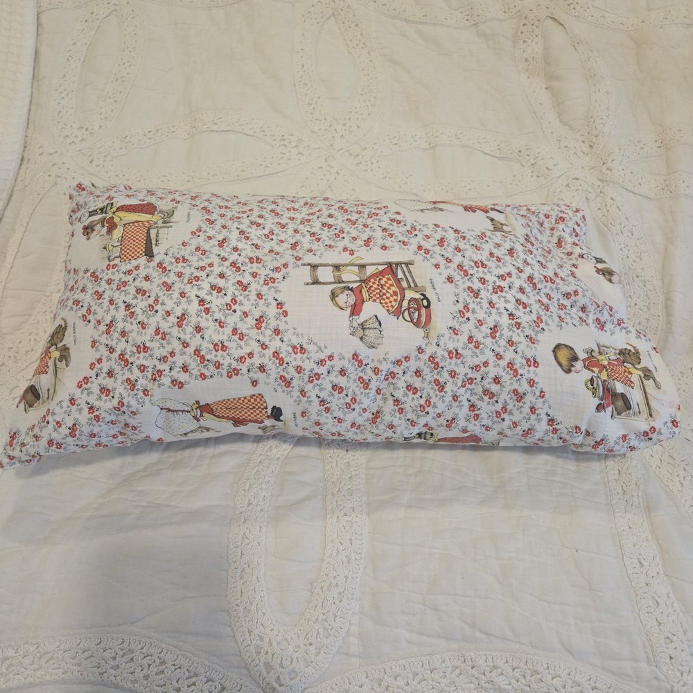 Vintage Holly Hobbie Pillowcase & Pillow Red & White